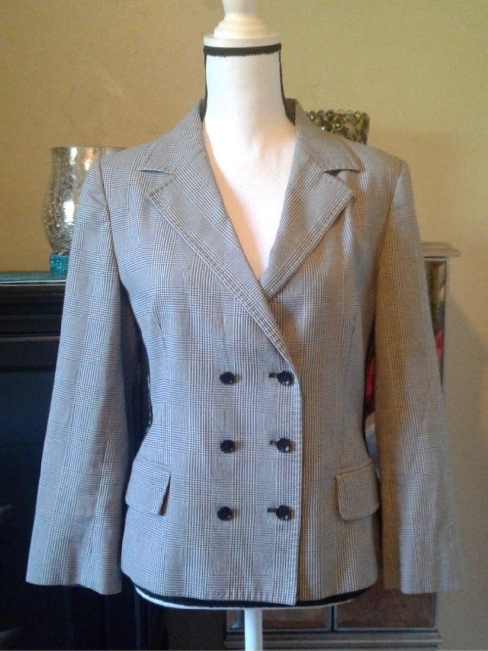 Dolce & Gabbana Double-Breasted Glen Plaid Blazer - Gray